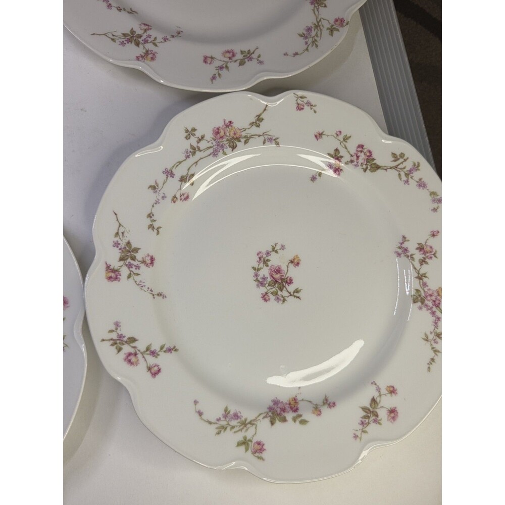 Antique Set Of 6 Haviland Limoges Scalloped Dinner Plates Floral Roses Schleiger - Picture 16 of 16